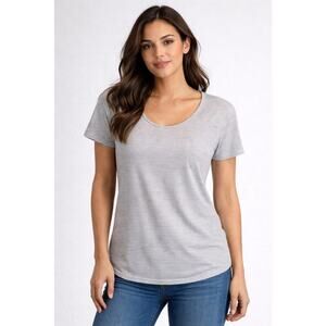 Alternative Apparel Women’s Medium Gray White Striped Short Sleeve T-Shirt